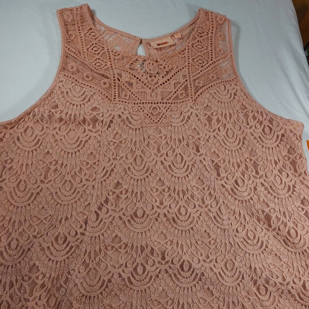 Women's Blush Pink EVRI Boho Crochet Lace Lined Sleeveless Tank Top Size 4X - Picture 4 of 16